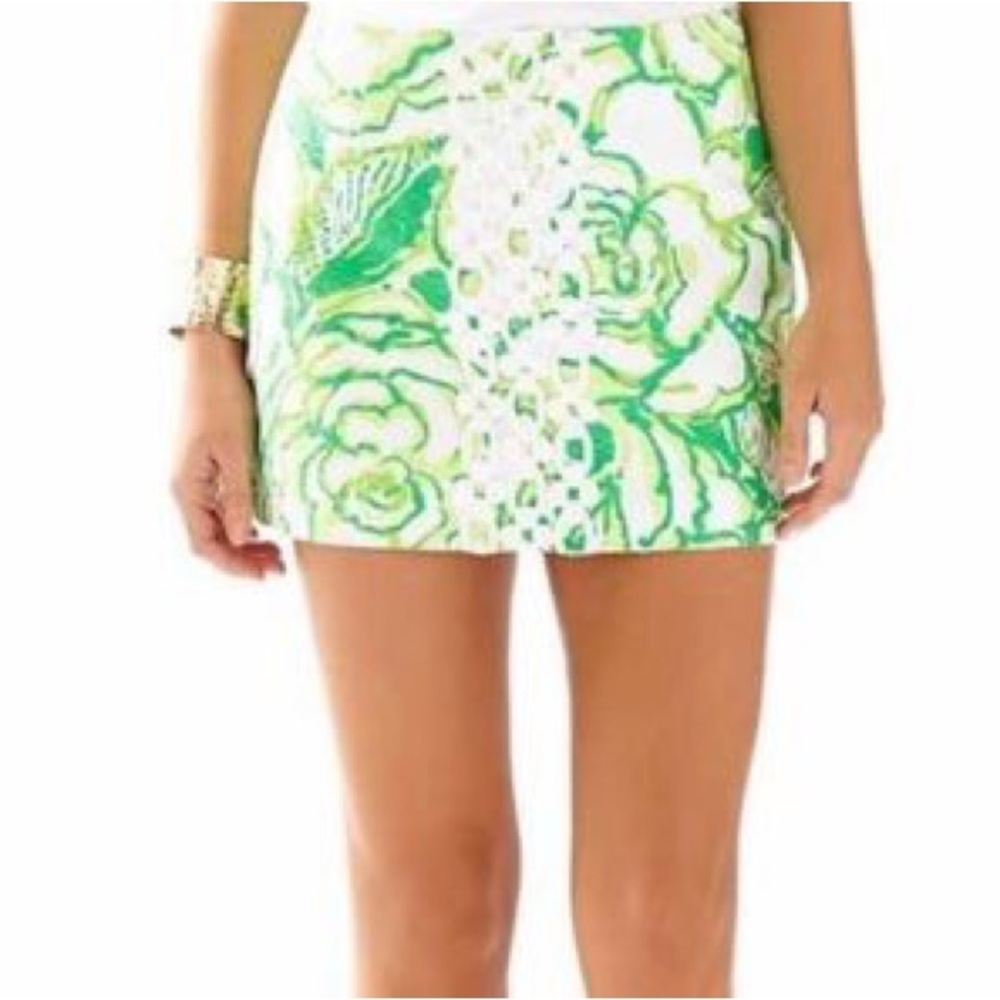 Lilly Pulitzer Green and White Resort Heart Breakers mini skirt